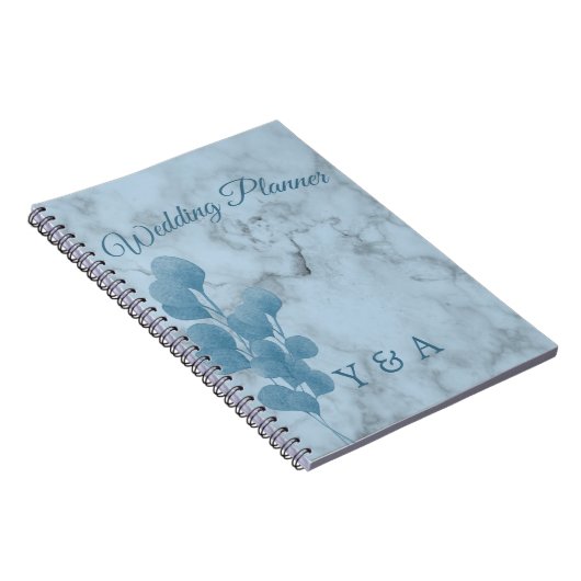 Blue Eucalyptus Foliage Modern Wedding Notitieboek (Rechterzijde)