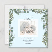 Blue Eucalyptus Foliage Photo Weddenschap Magnetische Uitnodiging (Voorkant)