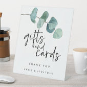 Blue Eucalyptus Leaves Gifts Kaarten Script Reclamebord Met Voetstuk (Insitu)