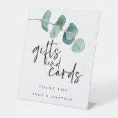 Blue Eucalyptus Leaves Gifts Kaarten Script Reclamebord Met Voetstuk (Voorkant)