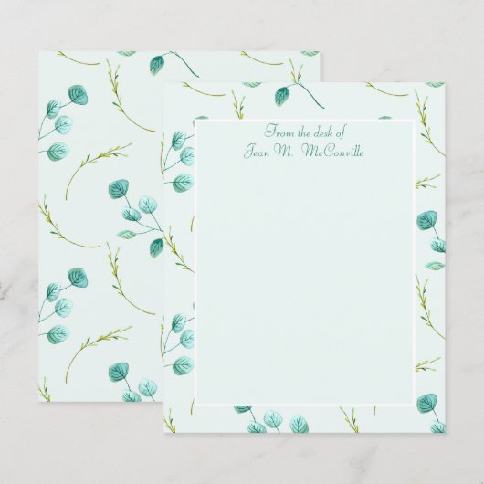 Blue Eucalyptus Personal of Business Stationery (Voorkant / Achterkant)