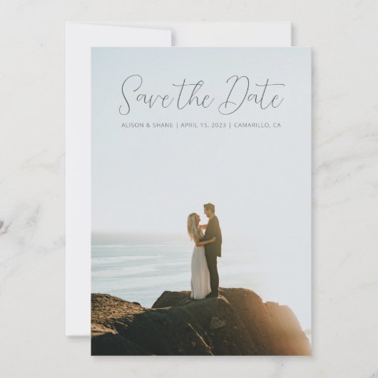 Blue Eucalyptus Weddenschap Foto bewaart de datumk Save The Date (Voorkant)