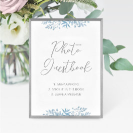 Blue Eucalyptus Weddenschap Foto Guestbook Sign