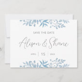 Blue Eucalyptus Weddenschap Vette tekst & foto Save The Date (Voorkant)