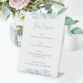 Blue Eucalyptus Wedding Bar Menu Pedestal Sign Reclamebord Met Voetstuk