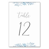 Blue Eucalyptus Wedding Table Number Kaart (Voorkant)