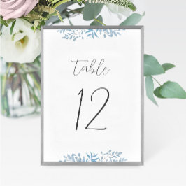 Blue Eucalyptus Wedding Table Number Kaart