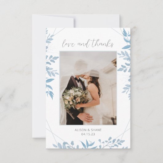 Blue Eucalyptus Weduwfoto Hartelijk dank Bedankkaart (Voorkant)