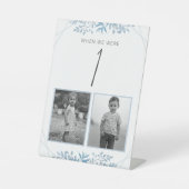 Blue Eucalyptus Weduwtijd Tabelnummer Reclamebord Met Voetstuk (Voorkant)