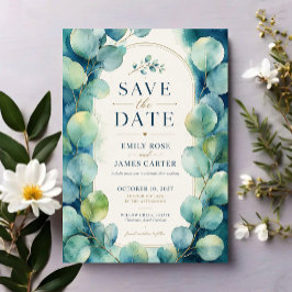 Blue Eucalyptus with Gold Botanical Accents Acryl Uitnodigingen