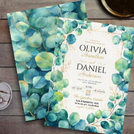 Blue Eucalyptus with Gold Botanical Accents Kaart
