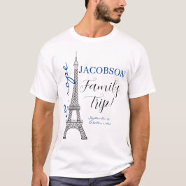 Blue Europe Paris Eiffel Tower Family Trip T-shirt