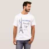 Blue Europe Paris Eiffel Tower Family Trip T-shirt (Voorkant volledig)