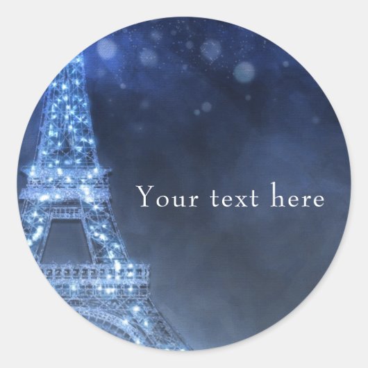Blue Evening Enchaning Night in Paris Eiffel Tower Ronde Sticker (Voorkant)