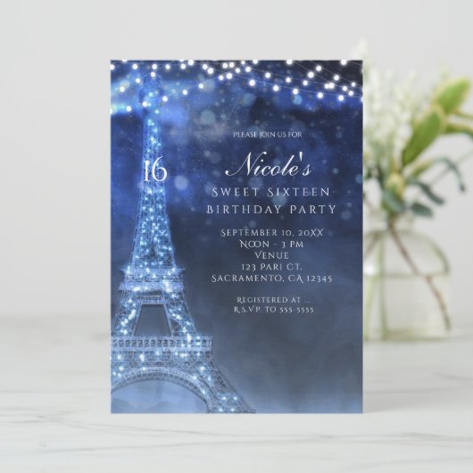 Blue Evening Enchanted Night in Paris Kaart (Staand voorkant)