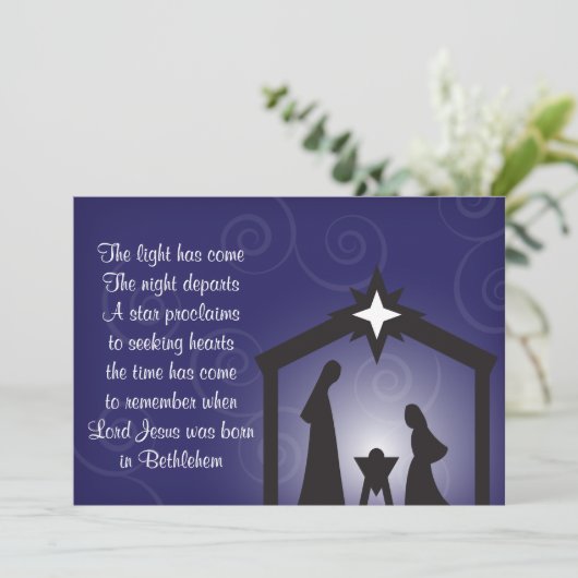 Blue Evening Moderne Kerstmis Vlamkaart Kaart (Staand voorkant)