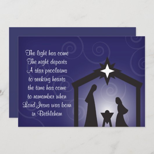 Blue Evening Moderne Kerstmis Vlamkaart Kaart (Voorkant / Achterkant)