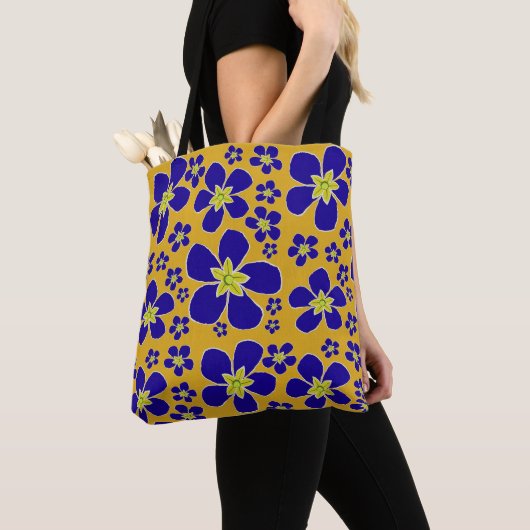 Blue Evening Primrose design canvas tas (Dichtbij)