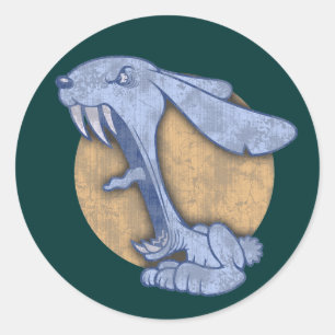 Blue Evil Bunny Ronde Sticker