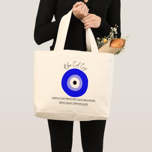 Blue Evil Eye Amulet Grote Tote Bag (Voorkant (product))