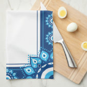 Blue Evil Eye Hand Keuken Handdoeken (Quarter Fold)