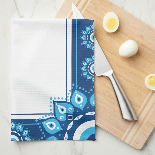 Blue Evil Eye Hand Keuken Handdoeken (Quarter Fold)
