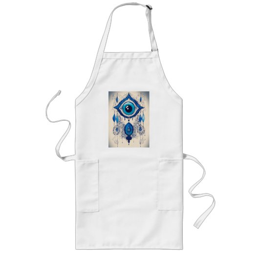 Blue Evil Eye Ink Illustration – Protective Symbol Lang Schort (Voorkant)