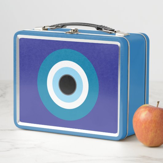 Blue Evil Eye Metal Lunchbox (In situ)