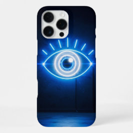Blue Evil Eye Neon Light Sign in the Dark iPhone 16 Pro Max Hoesje