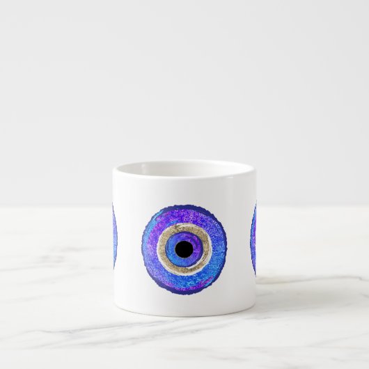 Blue Evil Eye Protection Espresso Kop (Voorkant)