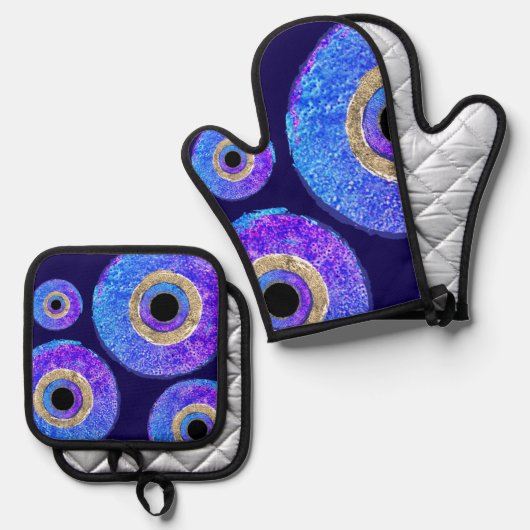 Blue Evil eye protection  Ovenwant & Pannenlap Set (Voorkant / Achterkant)