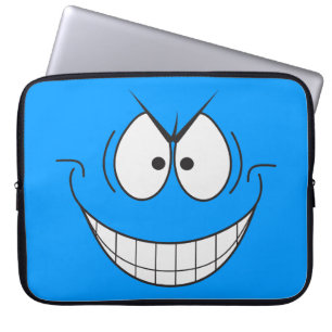 Blue Evil Genius Schurk Gezicht Laptop Mouw Sleeve