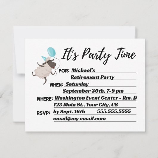 Blue Ewe zijn uitgenodigd bij elke gelegenheid die Kaart (Achterkant)