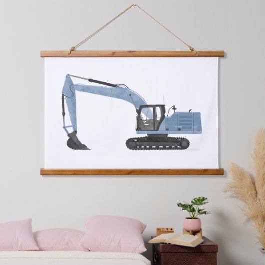 Blue Excavator Construction Kinder Room Decor Hangend Wandkleed (Slaapkamer)