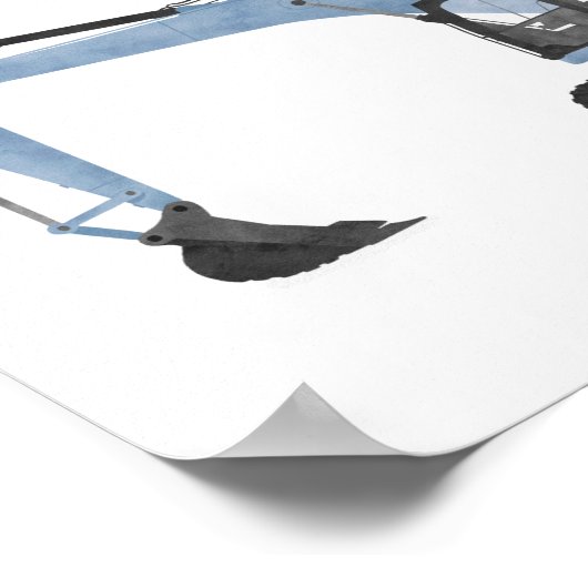 Blue Excavator Construction Kinder Room Decor Poster (Hoek)