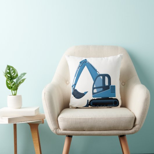 Blue Excavator Pillow Kussen (Stoel)