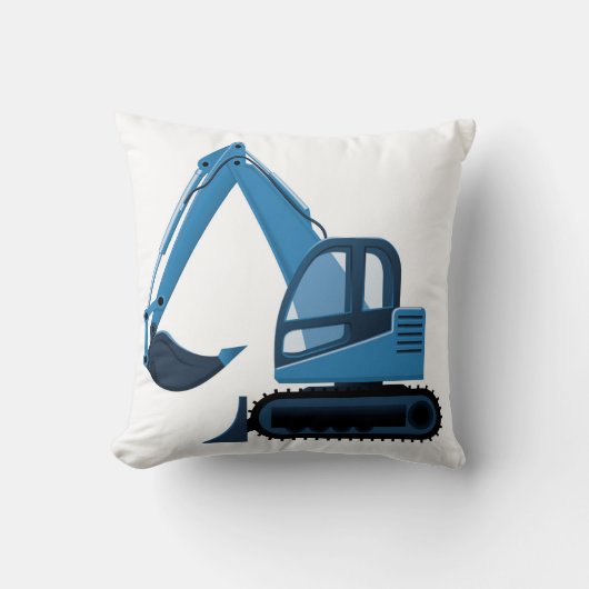 Blue Excavator Pillow Kussen (Voorkant)