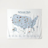 Blue Exploring National Park Kaart Woodland Nurser Wandkleed (Voorkant (horizontaal))