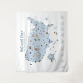 Blue Exploring National Park Kaart Woodland Nurser Wandkleed (Voorkant)