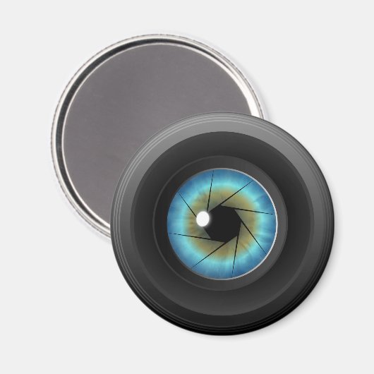 Blue Eye Camera Lens Custom Fridge Magnet (Voorkant / Achterkant)