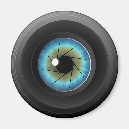 Blue Eye Camera Lens Custom Fridge Magnet (Voorkant)