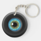 Blue Eye Camera Lens Dubbelzijdig Acryl Sleutelhan Sleutelhanger (Achterkant)