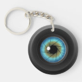 Blue Eye Camera Lens Dubbelzijdig Acryl Sleutelhan Sleutelhanger (Voorkant)