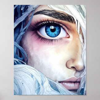 Blue Eye Close-up Fantasy Portret Poster