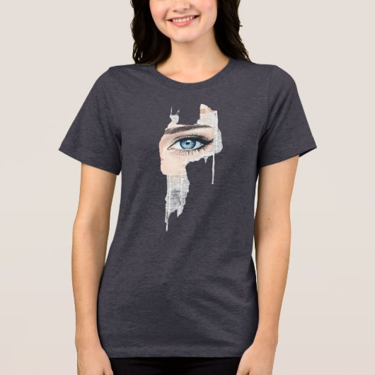 Blue Eye Collage Abstract kunstwerk Tri-Blend Shirt (Voorkant)