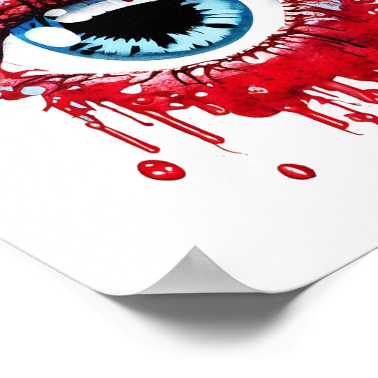 Blue Eye Driving Blood Horror art Poster (Hoek)