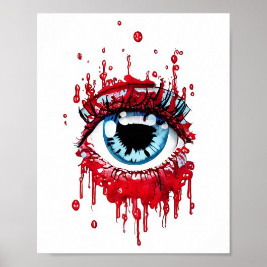 Blue Eye Driving Blood Horror art Poster (Voorkant)