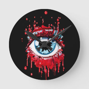 Blue Eye Driving Blood Horror art Ronde Klok