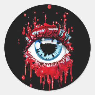 Blue Eye Driving Blood Horror art Ronde Sticker