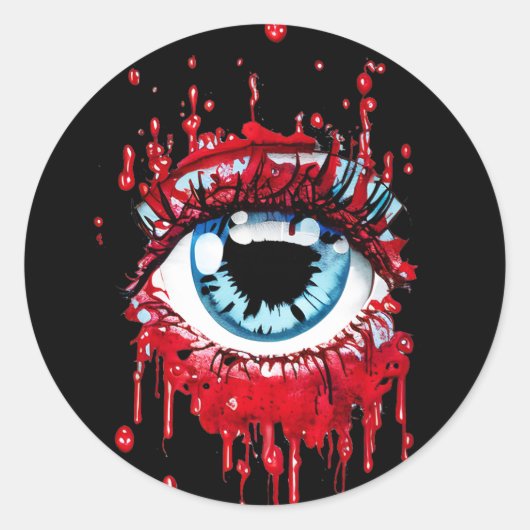 Blue Eye Driving Blood Horror art Ronde Sticker (Voorkant)